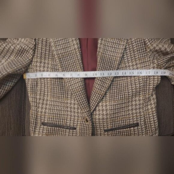 Vintage 90s Houndstooth Blazer Dark Academia Old Money Tweed Jacket Size 10 - Picture 8 of 10